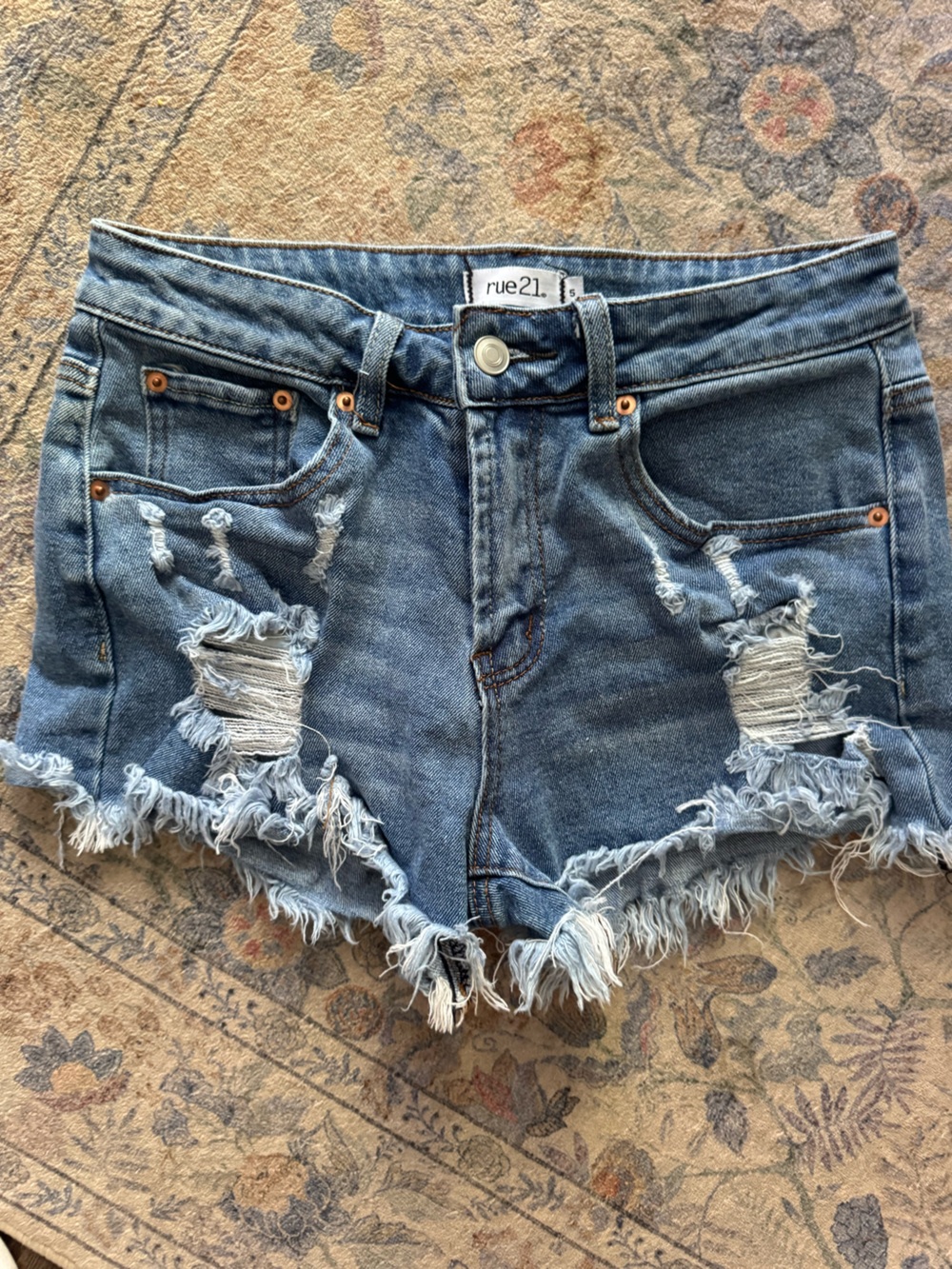 Rue21 Light Blue Denim Shorts with Copper Stitching